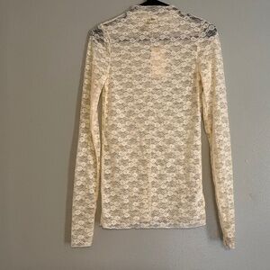 Sheer Lace Mock Neck Blouse-NWT